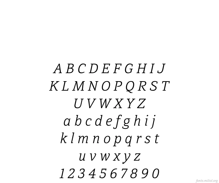 DirectaSerifLight-Italic 字体映射图