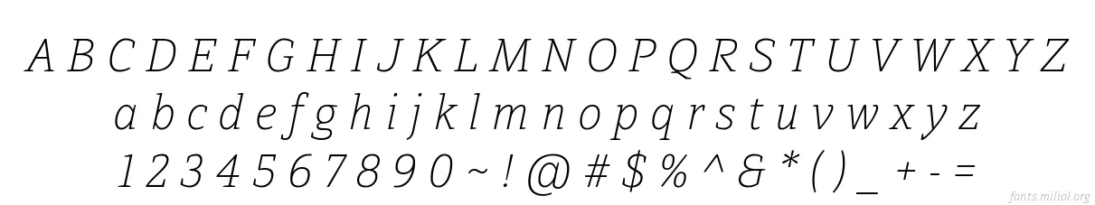 DirectaSerifThin-Italic 字体映射图