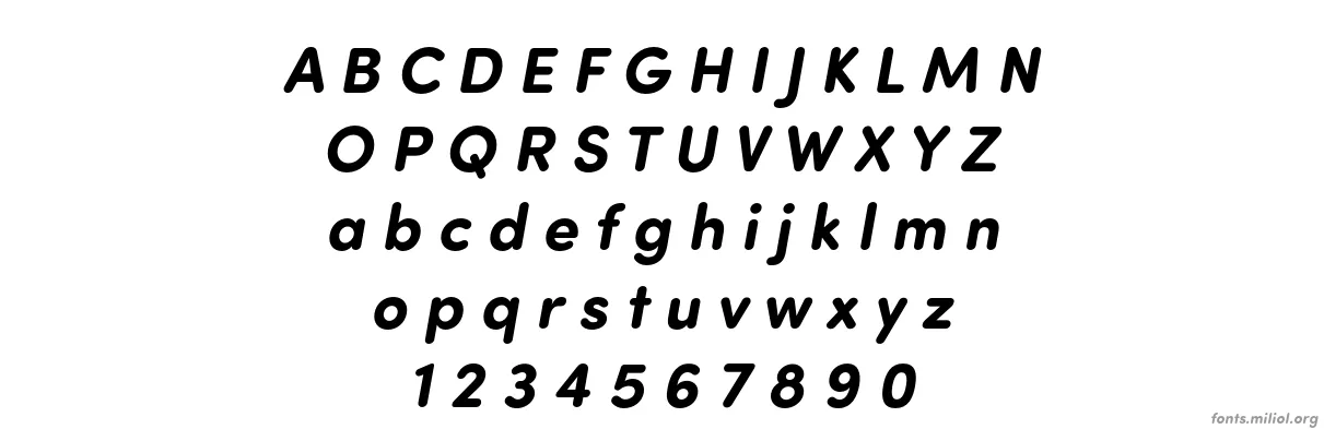 Sofia Pro Soft Bold Italic 字体映射图