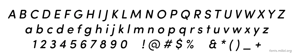 Sofia Pro Soft Medium Italic 字体映射图