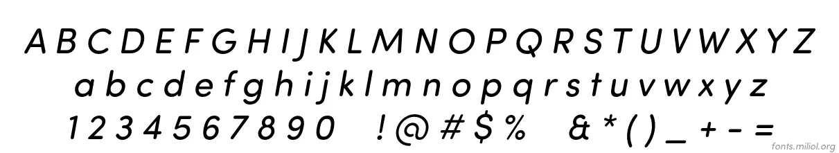 Sofia Pro Soft Regular Italic 字体映射图